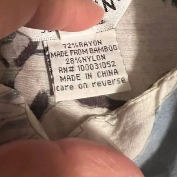 Citron of Santa Monica Asian Print Bamboo Blend Button Down Long Tunic Sz L - Picture 7 of 15